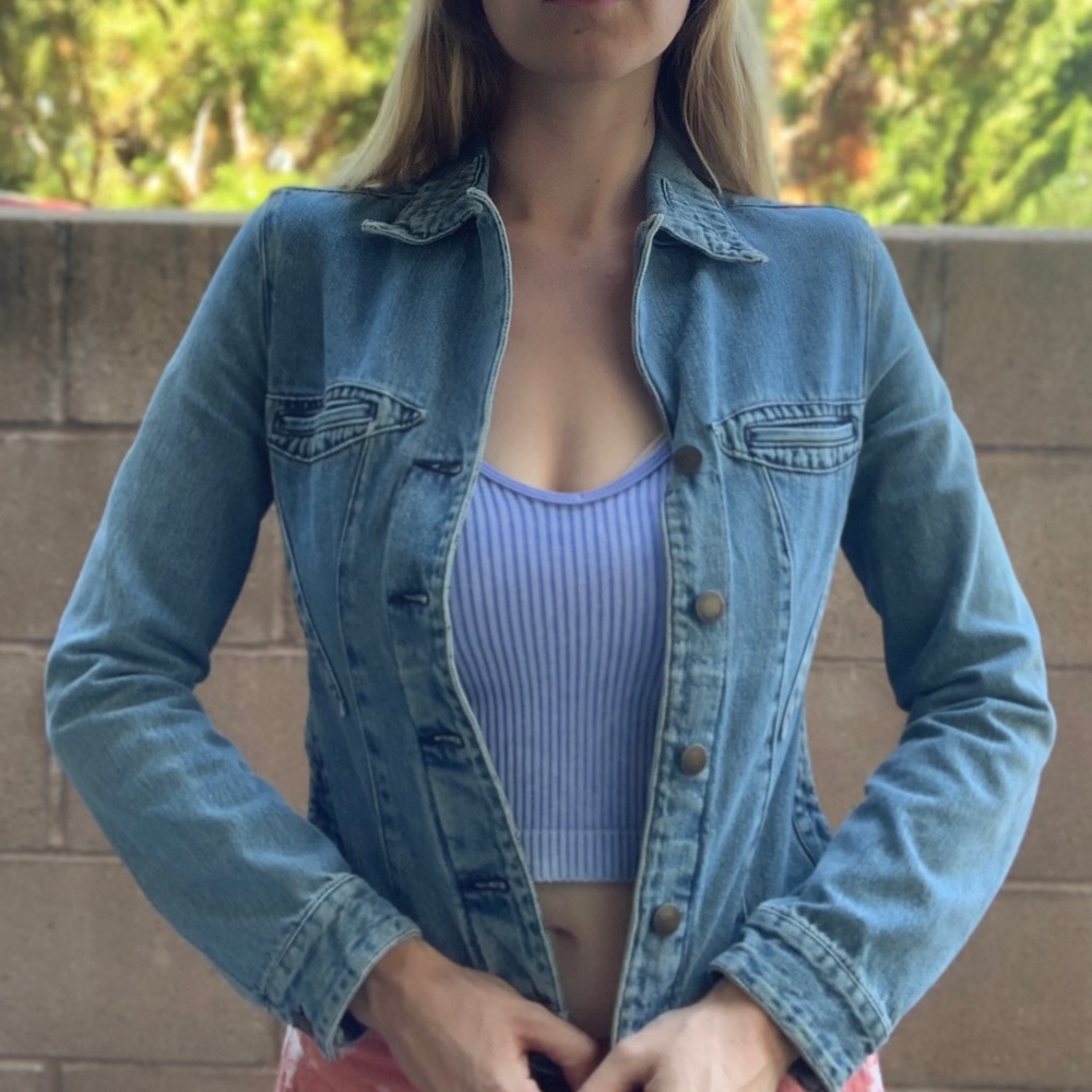 Mng Jeans Patchwork Jacket Size Small - image 3